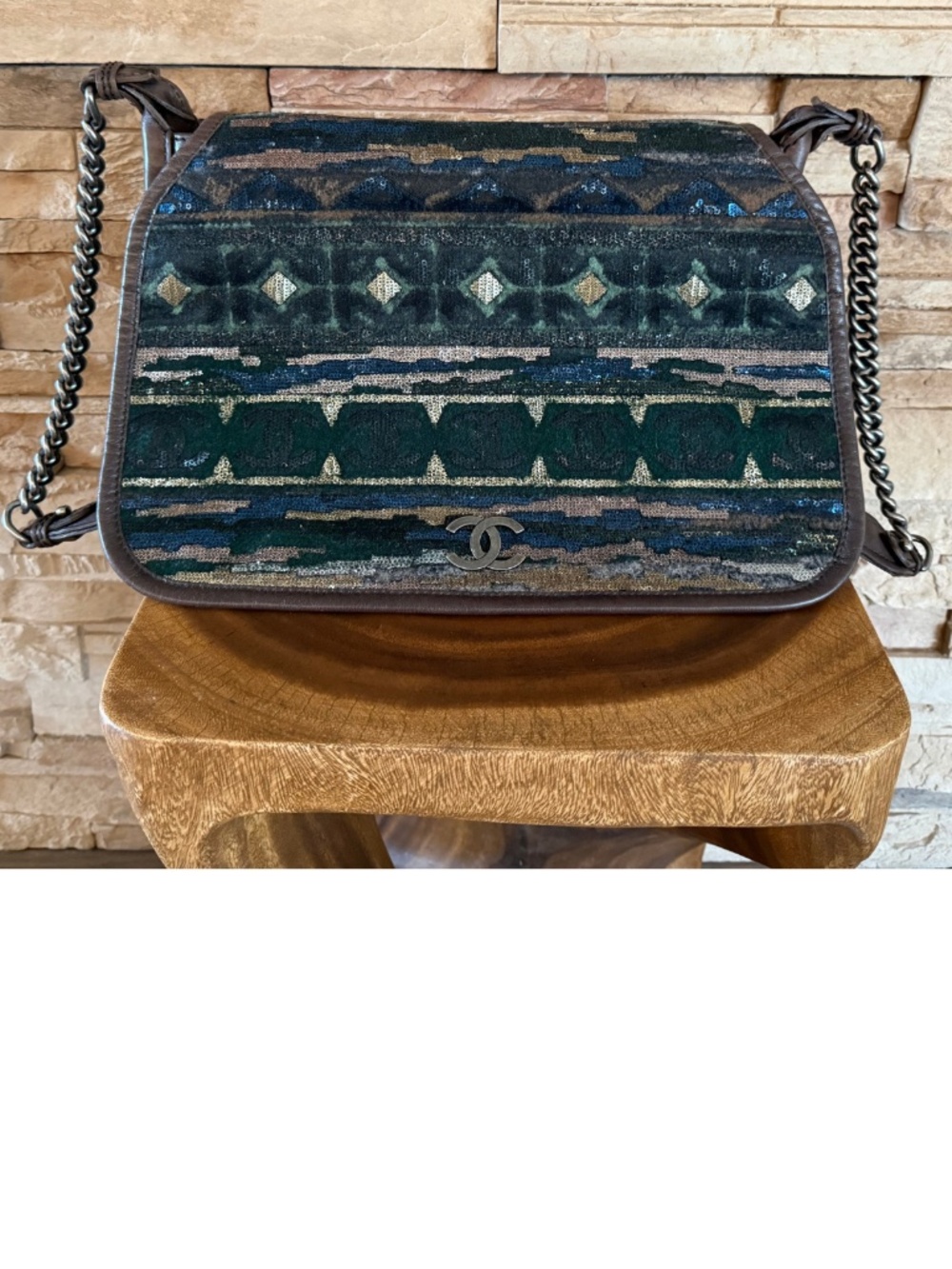 Chanel Sequin and Leather Messenger Bag 13A